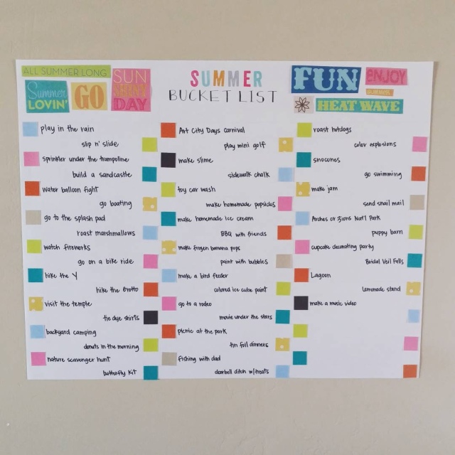 My kids love this fun summer bucket list!  Just some stickers, scrap paper and a marker are all you need!